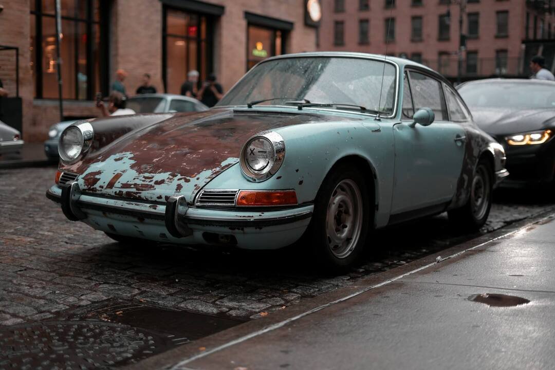 Porsche car with cosmetic damage