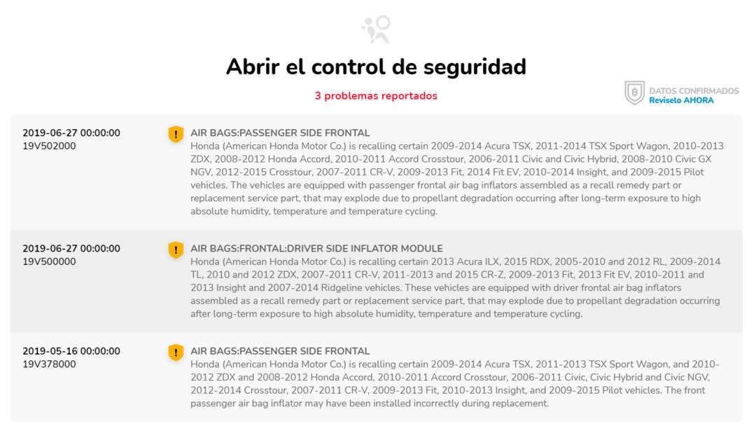 Vehicle Records in Spanish