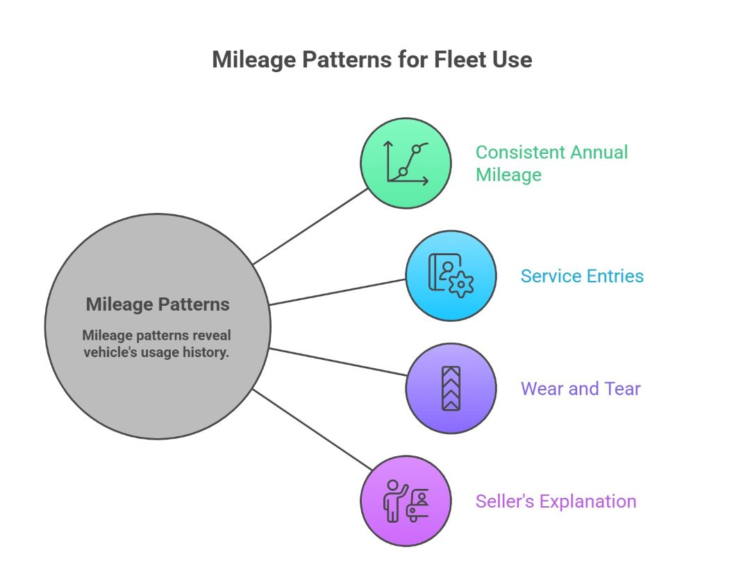 diagram showing four mileage pattern indicators for fleet use