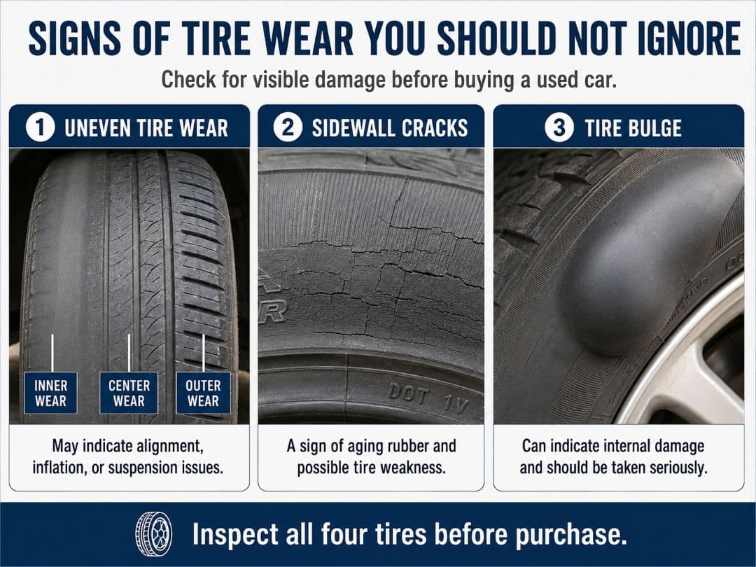 infographic showing common signs of tire wear
