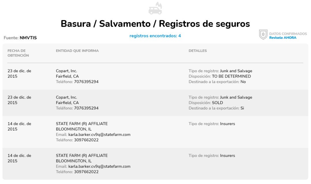 Part of the report in Spanish