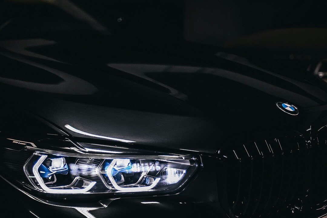 close-up of a BMW car
