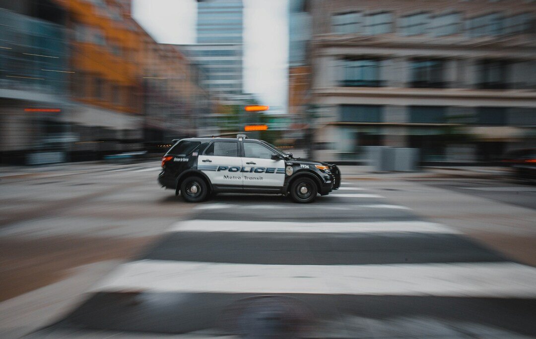 urban view with a police car