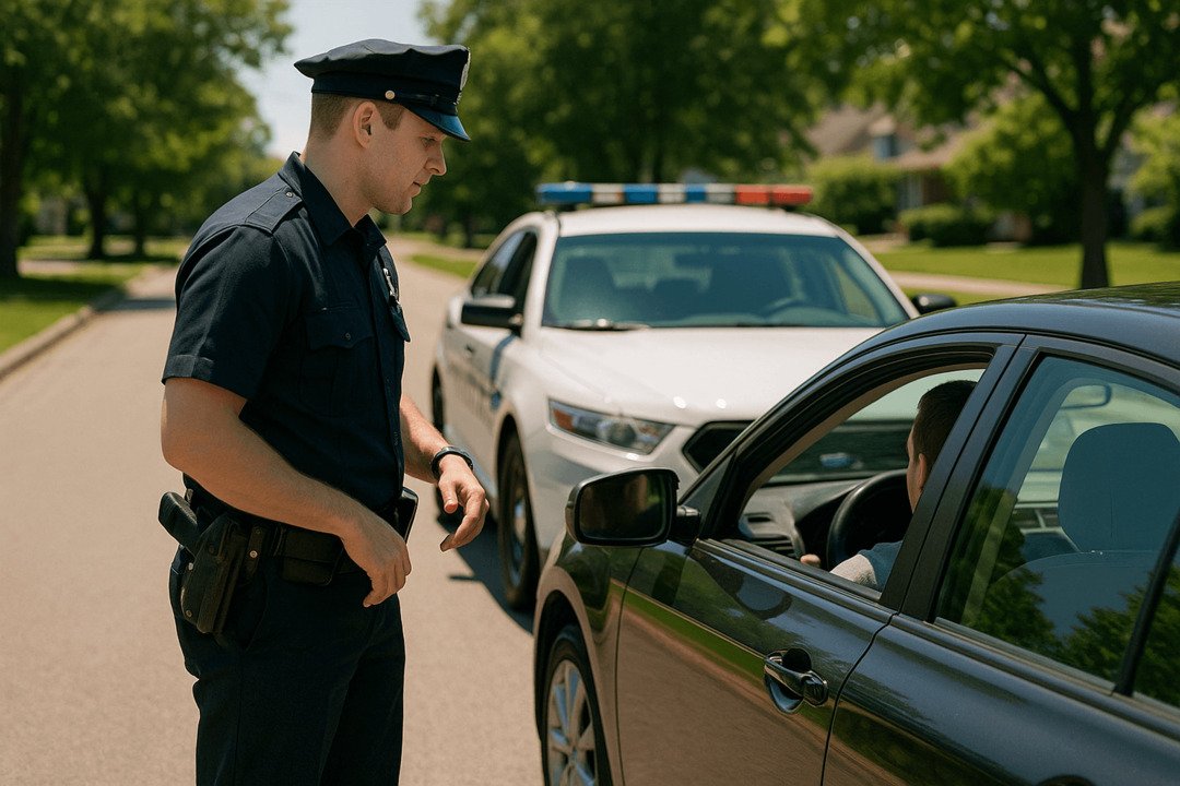 a police officer checks vehicle documents