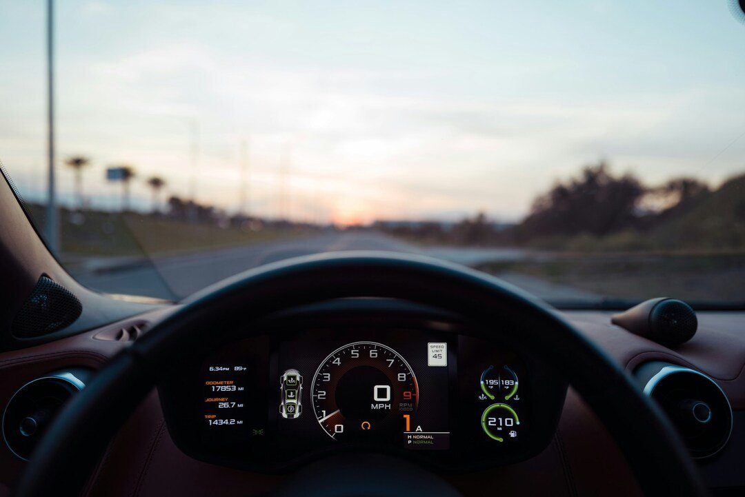 close-up of an exotic car dashboard