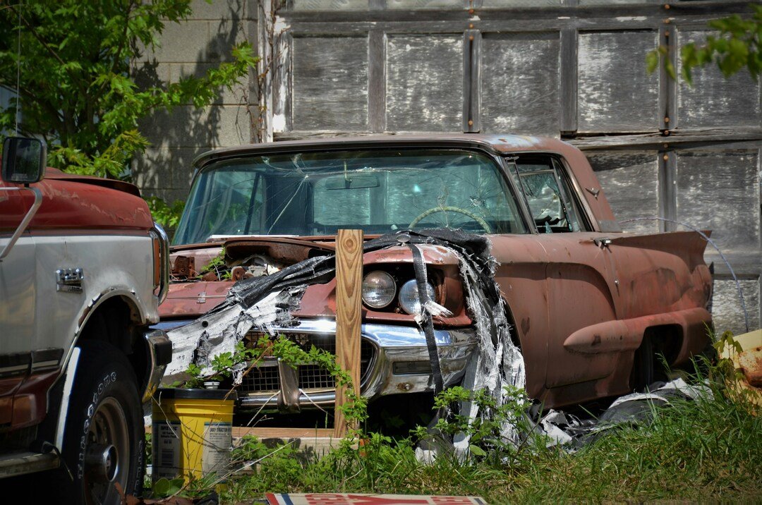abandoned salvage truck