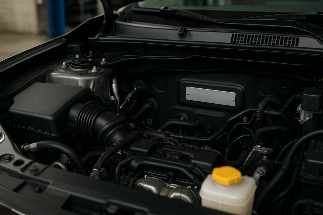 view under the hood of the vehicle