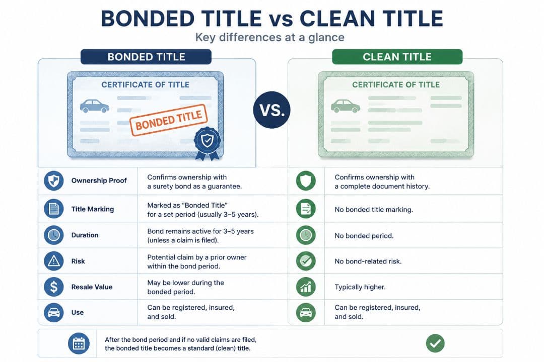 Bonded title compared with a clean title