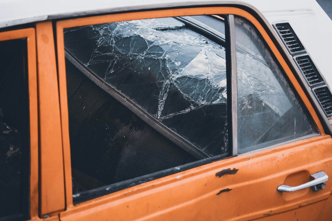 broken windows in a car