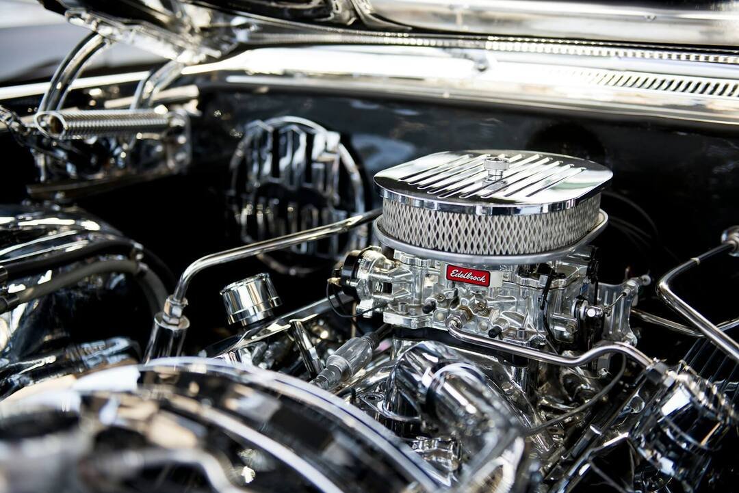 a close-up view on a car engine