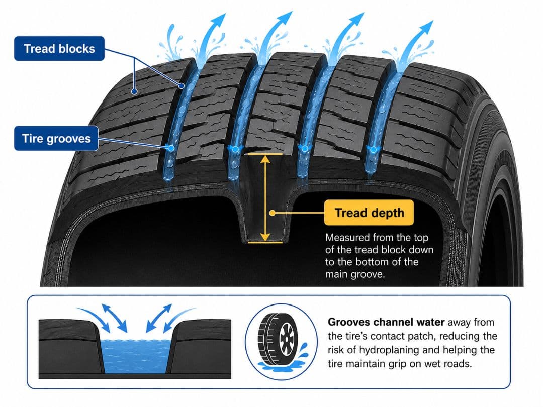 illustration of tire tread depth measurement