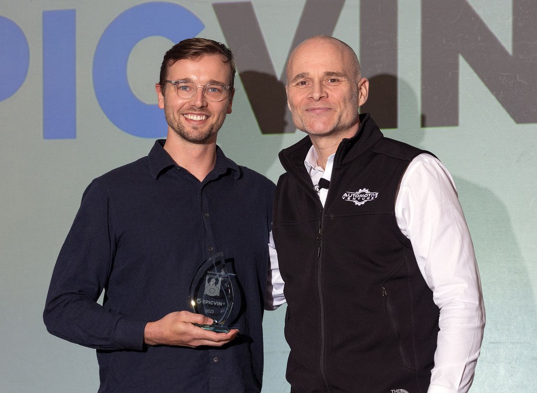 EpicVIN team holding an award on stage