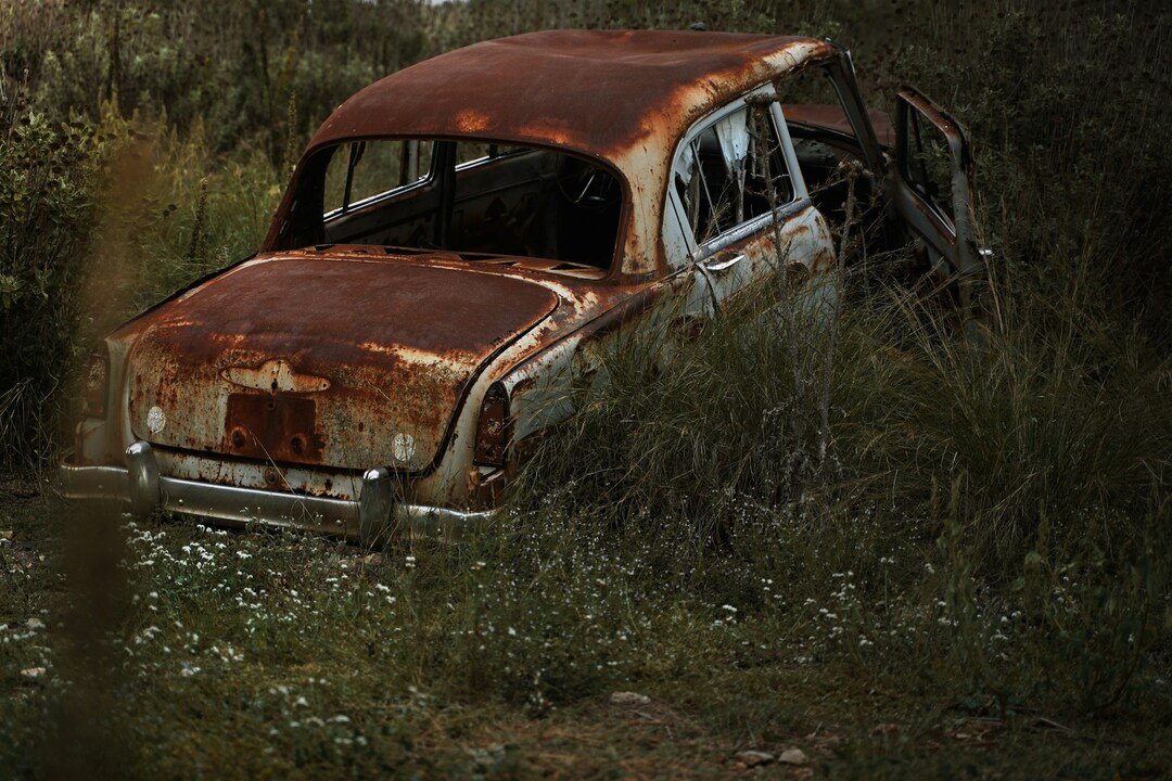 abandoned rusty pickup truck