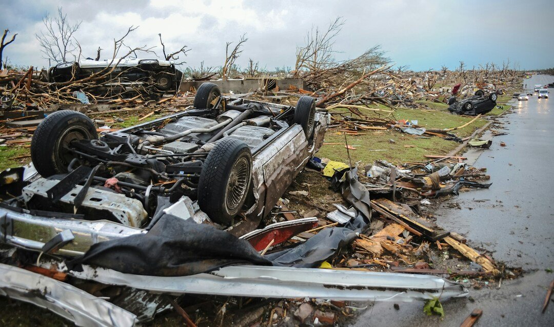 car destroyed by a major hurricane