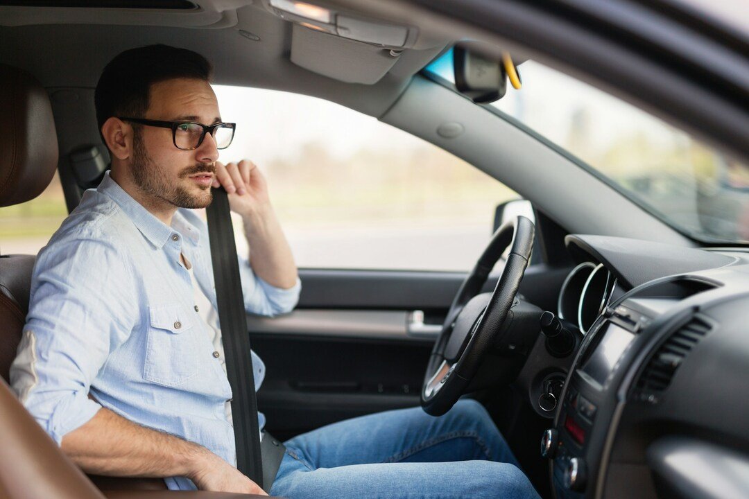 man ready to start driving