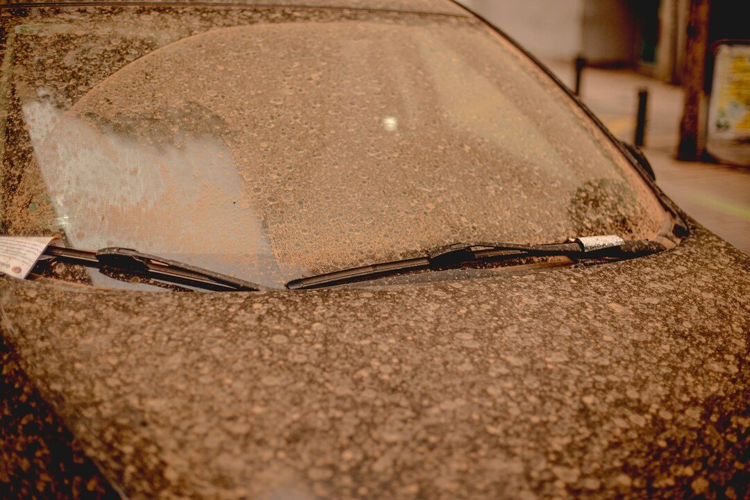 car in rain and hail
