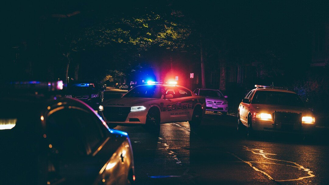 police cars at night