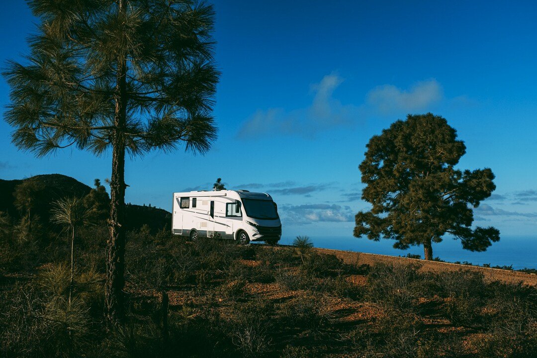 young couple travelling in their motorhome