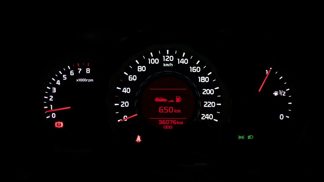 driven distance at a car dashboard