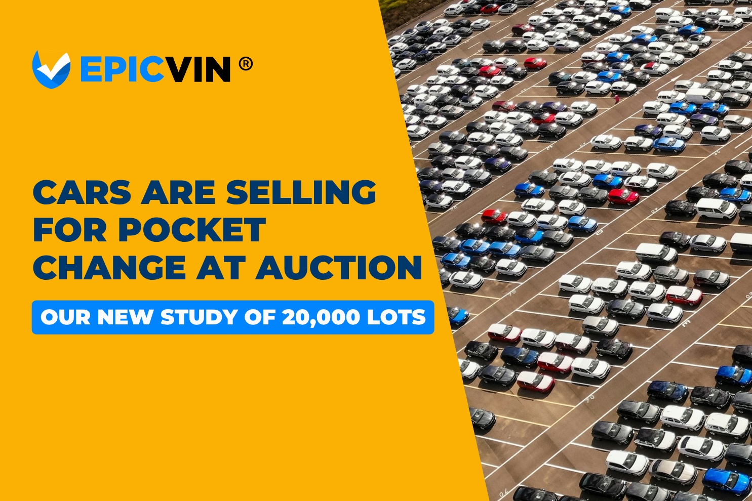 graphic showing a large vehicle auction lot packed with parked cars
