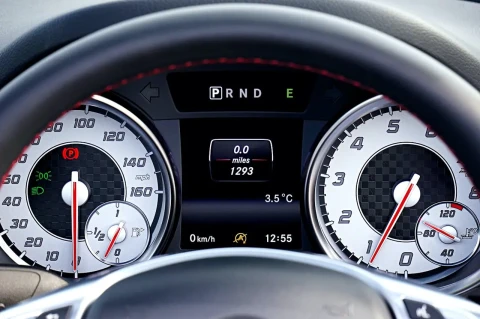 close-up of the odometer and vehicle mileage